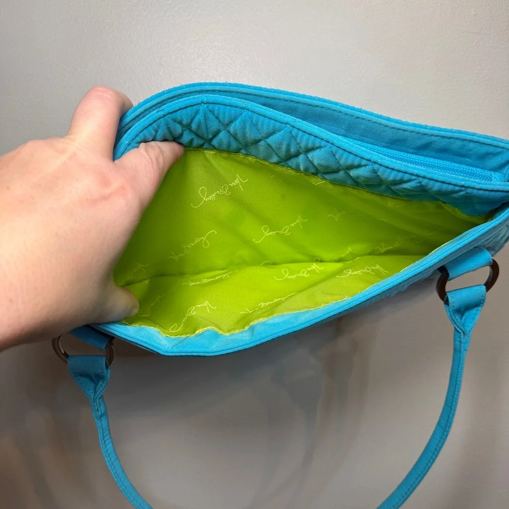 Vera Bradley Turquoise Blue Microfiber Quilted Shoulder Bag Purse